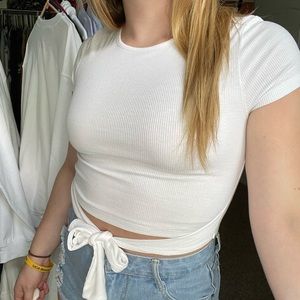 princess polly white tie front crop top